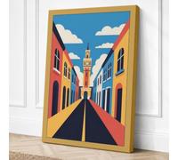 Street to the Clock Tower Canvas Wall Art Print 36x24 Inch (91 x 61 cm)