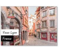 Street View and Buildings in The Old Town of Lyon (vieux Lyon), France, Fridge Magnet