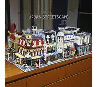 Street View City Building Blocks Creative Expert MOC Kits For Bank CafeCorner DowntownDiner Town Hall City Street Model Bricks Green Grocer
