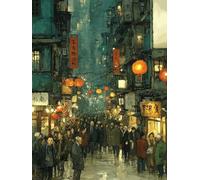 Street View DIY Diamond Art, Man 5D Diamond Painting Kits for Adults, 5D Full Drill Crystal Art Kits for Adults, DIY Cross Stitch Embroidery Crafts Pictures, for Home Wall Decor, Gifts 90x120cm 8-9832