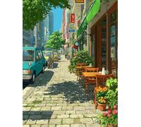 Street View DIY Diamond Art, Plant 5D Diamond Painting Kits for Adults, 5D Full Drill Crystal Art Kits for Adults, DIY Cross Stitch Embroidery Crafts Pictures, Home Wall Decor, Gifts, 50x70cm U-2081