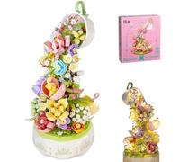 Street View Flower Music Box Bricks Model Set, 575Pcs DIY Building Block Assembly Mini Particle Construction Toy - Compatible with Major Brands