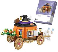 Street View Halloween Haunted House Bricks Model Set, 839Pcs DIY Halloween Pumpkin Carriage Building Block Assembly Mini Particle Construction Toy - Not Compatible with Major Brands