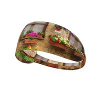Street Wall With Flowers Print Sports Headbands For Men Women, Moisture Wicking Sweat Band Elastic Wide Hair Bands,For Running, Cycling, Basketball, Gym Exercise, Football