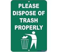 Street Warning Plaque Please Dispose Trash Properly Security Aluminum Metal For Wall Decor Front Desk Signs Outdoor & Indoor Tin Sign Gift For Women Men 8x12 Inch