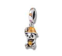Streetculture Bear Teddy Bear Shape with Hat and Pumpkin Teddy Bear Floral Charm Bracelet Pendant Jewellery Accessories Sterling Silver 925 Charm Collector Band