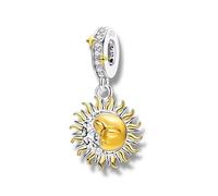 Streetculture Sun & Moon Symbol for Self-Love Duality Harmony Dreamer Romantic Energy Intuition Partnership Charm 925 Silver Charm Bracelet Pendant Accessories Gift Sterling Silver, B/H/T ca.: 13 x 25