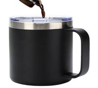 Streeterville Desk Mug - Coffee Cup Insulated in Steel | Multi-Use Glasses in Stainless Steel, 12 oz Coffee Cups with Handle Cover, Double Wall Mug for Life Quota