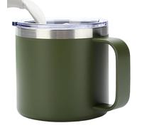 Streeterville Desk Mug - Coffee Cup Insulated in Steel | Multi-Use Glasses in Stainless Steel, 12 oz Coffee Cups with Handle Cover, Double Wall Mug for Life Quota