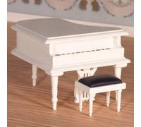 Streets Ahead Classical White Grand Piano And Stool For 12Th Scale Dolls House