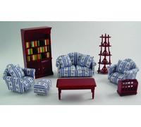 Streets Ahead Deluxe Living Room Set Blue For 12Th Scale Dolls House