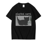 streets Hip-Hop-Rapper-Playboi-Carti-Cat-Music-Album-Graphic-Print-T-Shirt-Cool-Vintage-Casual-Oversized Black XL