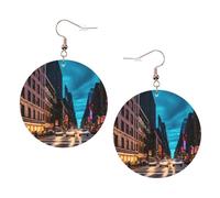 Streets Of New York City Leather Round Earrings Color Valentine'S Day Festival Activities Fashion Women'S