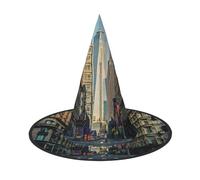 Streets Of New York City Print Halloween Witch Hat,Foldable Spire Hat,Suitable For Halloween Carnival,Masquerade,Party Costume Accessories
