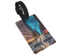Streets of New York City Printed Small Luggage Tags Portable Bag ID Holders with Adjustable Strap for Travel Gear