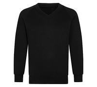 STREETWISE CLOTHING QUALITY CASUAL WEAR Boys Girls V Neck School Jumper - Unisex Kids Sweatshirt Schoolwear Shirts Long Sleeve Fleece Jumper Classic Uniform - Age 13-14 Years, Black