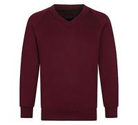 STREETWISE CLOTHING QUALITY CASUAL WEAR Boys Girls V Neck School Jumper - Unisex Kids Sweatshirt Schoolwear Shirts Long Sleeve Fleece Jumper Classic Uniform - Medium, Burgundy