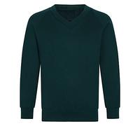 STREETWISE CLOTHING QUALITY CASUAL WEAR Boys Girls V Neck School Jumper - Unisex Kids Sweatshirt Schoolwear Shirts Long Sleeve Fleece Jumper Classic Uniform - X-Small, Bottle Green