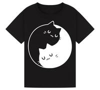STREETWISE CLOTHING QUALITY CASUAL WEAR Charming Cat Print T-Shirt for Girls, Boys, Men & Women - Great Gift for Cat Lovers, Soft & Comfortable Black L