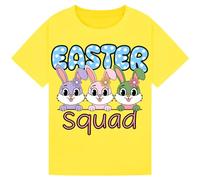 STREETWISE CLOTHING QUALITY CASUAL WEAR Easter Squad T-Shirt - Cute Bunny Trio - Fun Easter Gift for Women, Girls & Kids - Holiday Graphic Tee for Egg Hunts & Parties Yellow