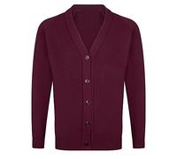 STREETWISE CLOTHING QUALITY CASUAL WEAR Girls School Knitted Cardigan Uniform - Sweatshirt Schoolwear Shirts Crew Long Sleeve Top Button Front Pullover Cotton Rich Cardigan - Age 7-8 Years, Burgundy
