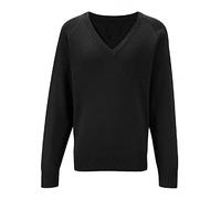 STREETWISE CLOTHING QUALITY CASUAL WEAR Girls V Neck Knitted School Jumper - Unisex Kids Boys Schoolwear Shirts Long Sleeve Jumper School Uniform - Age 7-8 Years, Black