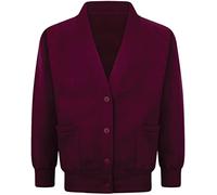 STREETWISE CLOTHING QUALITY CASUAL WEAR School Fleece Cardigan for Girls - Sweatshirt Uniform Schoolwear Shirts Crew Long Sleeve Top Button Front Pullover Cardigan - X-Large, Burgundy