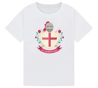 STREETWISE CLOTHING QUALITY CASUAL WEAR St Georges Day T Shirt England Flag Shield Knight Armor British Pride Patriotic Graphic Tee English Celebration Outfit for Kids, Boys & Girls White 14-15Y