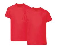 STREETWISE CLOTHING QUALITY CASUAL WEAR Twin Pack Girls Plain PE T Shirts - Unisex Kids Boys Plain Crew Neck Short Sleeve T-Shirt Ideal for PE School Uniform - Age 7-8 Years, Red