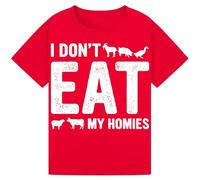 STREETWISE CLOTHING QUALITY CASUAL WEAR Vegan Humor Graphic Tee - Funny Printed Vegan Quote T-Shirt for Men, Women, Boys & Girls for Vegans & Plant-Based Enthusiasts Red 5-6Y