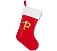 Streetwise Clothing Super Soft Plush Christmas Stockings with Letters - Large Personalised Alphabet Stockings, Red Holiday Stockings for Christmas Decor, Mantel Hanging & Xmas Gifts (P)