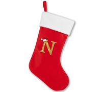 Streetwise Clothing Super Soft Plush Christmas Stockings with Letters - Large Personalised Alphabet Stockings, Red Holiday Stockings for Christmas Decor, Mantel Hanging & Xmas Gifts (N)