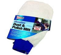 Streetwize - 10 Pack Microfibre Car Wash Mitt, Dust/Polish Cleaning Glove | White Microfibre Polish Mitt, Blue Elasticated Cuff, Multi Surface Cleaning, Machine Washable, Reusable, No Lint, Wet/Dry Use