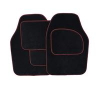 Streetwize - 4 Piece Black Carpet Car Mat Set Red Piping Vehicle Accessory