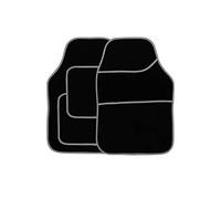 Streetwize Velour Car Floor Mat Set SWBCMS - 4 Piece Anti-Slip Black/Silver