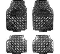Streetwize 4 Piece Heavy Duty Metallic Check Plate Style Mat Set - Black