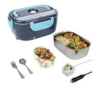 Streetwize - 60W 12V Electric Lunch Box Adults 1.5L Thermal Lunch Box with Fruit Compartment | 230V UK Plug Supplied | Fork and Spoon | Heated Travel Lunch Box for Trucks, Cars, Vans SWLB1