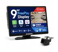 Streetwize - 9” FreePlay Car Display Unit with Touch Screen, Wireless CarPlay, Android Auto, AirPlay and 1080P Reversing Camera, Bluetooth, WiFi, FM and AUX Support