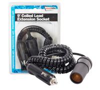 Streetwize 9Ft 12V Coiled Extension Cable Car Cigarette Lighter Socket Lead Plug
