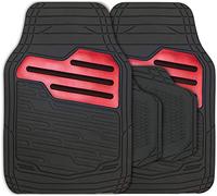 Streetwize - Adonia 4 Piece Rubber Car Mat Set Metallic Red Heel Pad