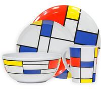 Streetwize Camping Caravan Picnic Fish Travel Melamine 16Pc Dining Dinner Set -De Stiji