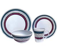 Streetwize Camping Caravan Picnic Travel Melamine 16Pc Dining Dinner Set - Honeycomb