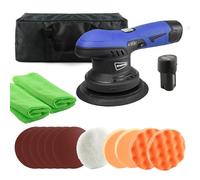 Streetwize - Codless Car Polisher 2500-5000rpm | 2.0Ah Battery | 6 Speed Portable Car Polisher with 13-Piece Accessory Kit | Flat/Wave Foam Pads, Wool Pads, Microfibres & Sand Papers SWCP3