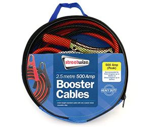 Streetwize - Colour Coded Heavy Duty Copper Booster Cables Car Jump Leads, Insulated Crocodile Clips - Car Van 4x4 Boat Caravan Motorhome (2.5M x 500 AMP)