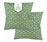 Pack of 2 Outdoor Garden Scatter Cushion, Water Resistant Green Geo Cube Cushions Garden Pillow Picnic Cushion (GW325)