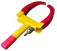 Streetwize - Heavy Duty Vehicle Clamps - Car/Van/Caravan - Supplied with 3 Keys - Comes in a Yellow/Red Colourway - Max Tyre width 279.5mm