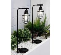 Streetwize Pack of 2 Caged Lantern Solar Stake Lights