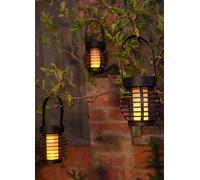 Streetwize Pack of 3 Solar Hanging Mini Lanterns with Flame-Effect Yellow