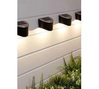 Gardenwize Pack of 4 Solar Powered Garden Fence Lights - Warm White LED, Waterproof Outdoor Wall Lights with ON/Off Switch, Patio, Decking, Pathway & Driveway Lighting