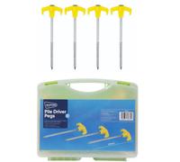 Streetwize Pile Driver Rock Pegs 7X200mm Heavy Duty Pegs Yellow Handles 20 Pack